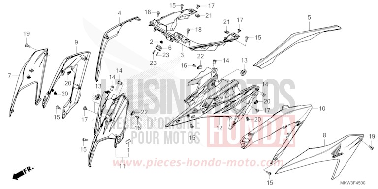 MITTLERER WINDLAUF von NC750X "Meca" MAT BALLISTIC BLACK METALLIC (NHA86) von 2023